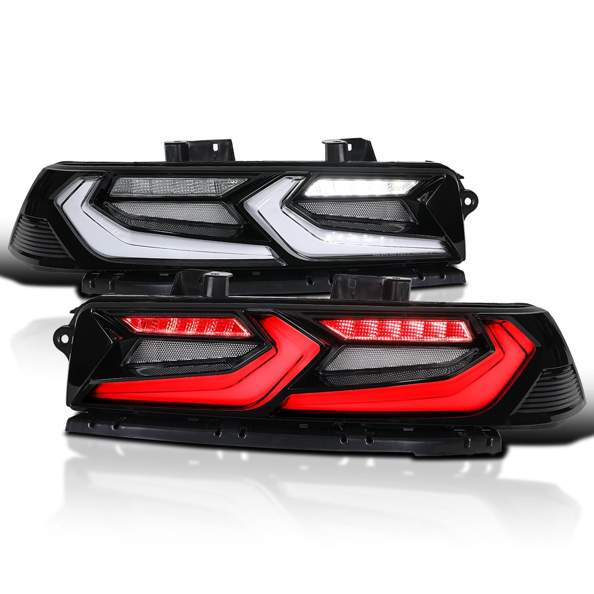 Spec-D Tuning Black Dynamic Full LED Tail Lights w/ Startup Animation Compatible with 2014-2015 Chevy Camaro, Left + Right Pair Assembly