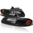 thumbnail image 1 of Spec-D Tuning Black Euro Headlights Amber Reflector Compatible with 1996-2000 Dodge Grand Caravan, Chrysler Town & Country, Grand Voyager, L+R Pair Head Light Lamp Assembly, 1 of 6