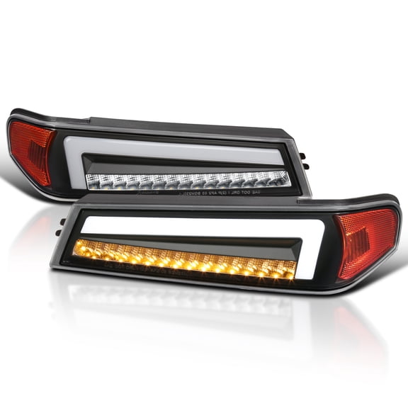 Spec-D Tuning Black Full LED Corner Lights with Sequential Turn Signal, Compatible with 2004-2012 Chevy Colorado, Left + Right Pair Headlamps Assembly