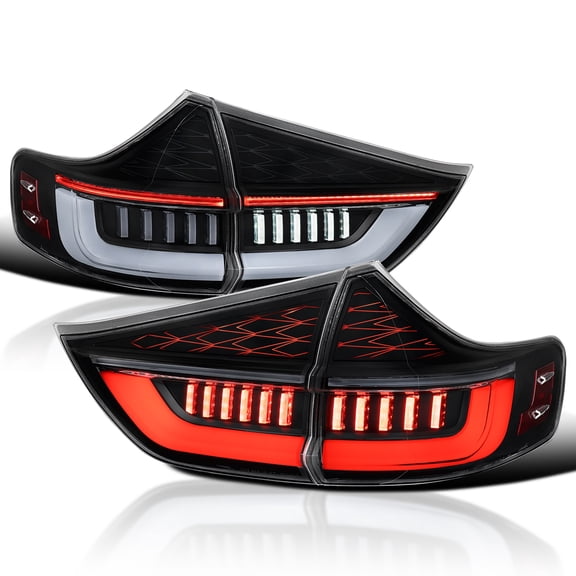 Spec-D Tuning Black Full LED Tail Lights w/ Sequential Turn Signal and White Dynamic Fiber Optic Lights w/ Startup Animation Compatible with 2011-2014 Toyota Sienna, Left + Right Pair Assembly