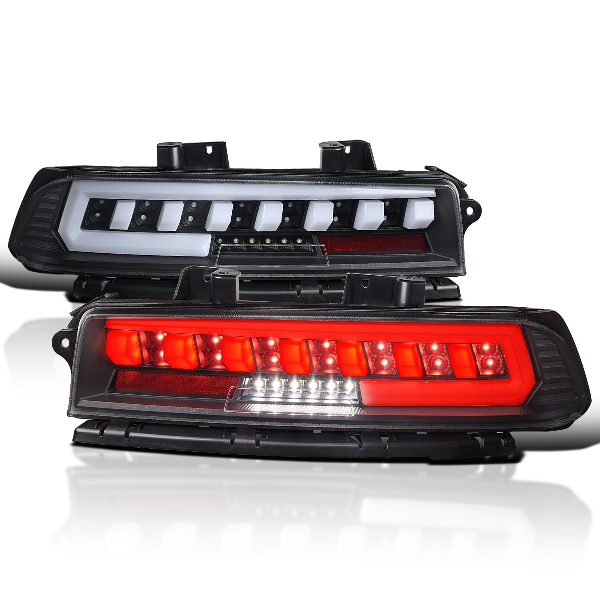 Spec-D Tuning Black Full LED Tail Lights w/ Sequential Turn Signals Compatible with 2014-2015 Chevy Camaro, Left + Right Pair Assembly
