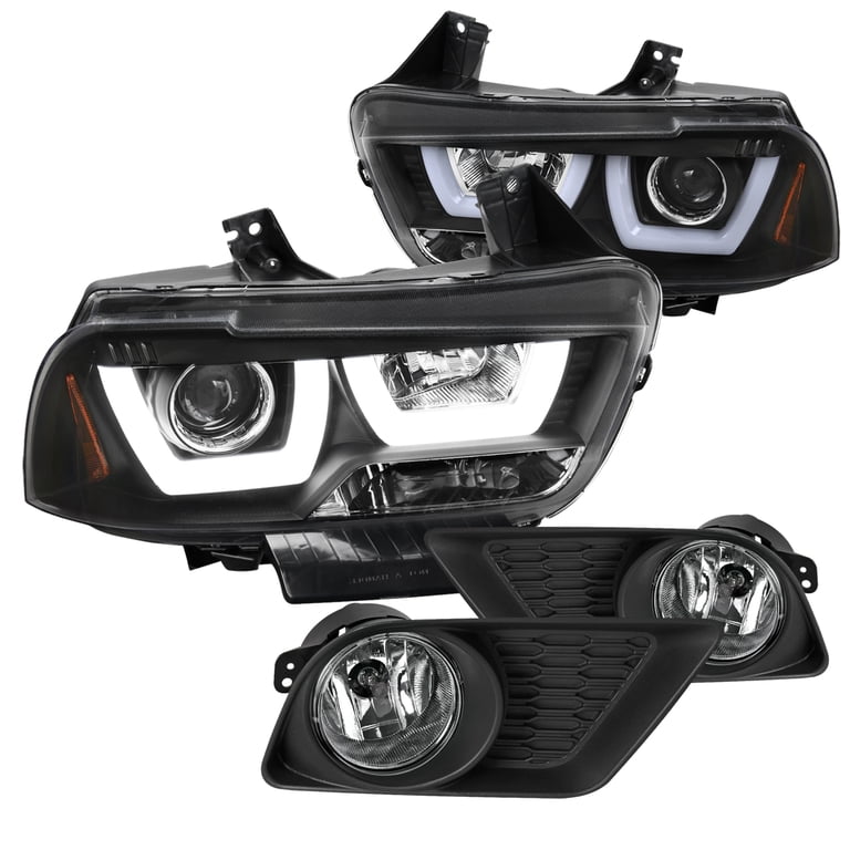 Spec-d Tuning Black Halo LED Projector Headlight Smoked Fog Lights Compatible with Dodge Charger Left + Right Pair Headlamps Assembly Spec-d Tuning Black Halo LED Projector Headlight Smoked Fog Lights Compatible with Dodge Charger Left + Right Pair Headlamps Assembly
