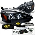 thumbnail image 1 of Spec-D Tuning Black Halo LED Projector Headlights + Yellow Fog Lights + LED Compatible with Acura RSX Left + Right Pair Headlamps Assembly, 1 of 2