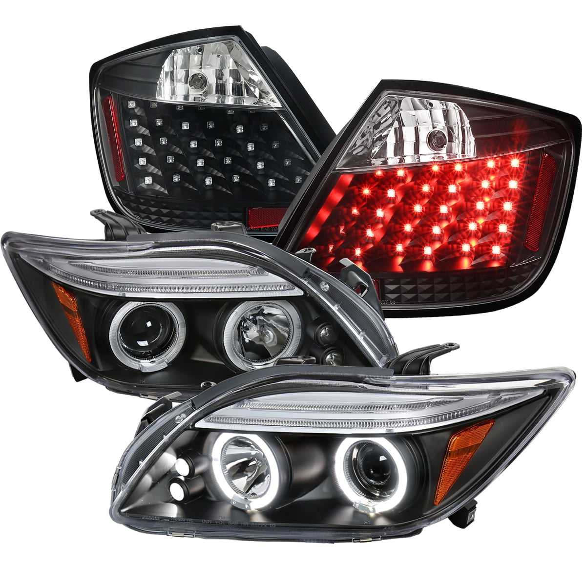 Spec-D Black Halo LED Projector Headlights Scion tC 2005-2010 | 2LHP-TC05JM-TM
