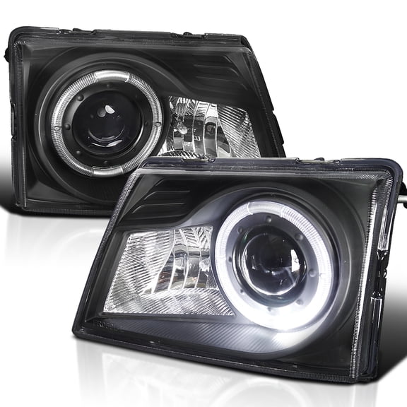 Spec-D Tuning Black Halo Rim Projector Headlights Compatible with 1998-2000 Ford Ranger, Left + Right Pair Headlamps Assembly