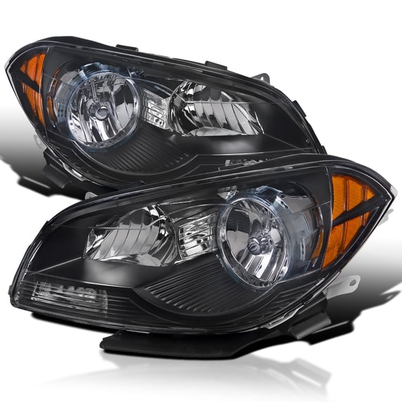 Spec-D Tuning Black Headlights Amber Compatible with 2008-2012 Chevy Malibu LS LT LTZ, 2008-2010 Hybrid Models, L+R Pair Head Light Lamp Assembly