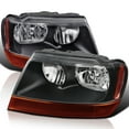 thumbnail image 1 of Spec-D Tuning Black Headlights Amber Turn Signal Lamps Compatible with 1999-2004 Jeep Grand Cherokee L+R Pair Head Light Lamp Assembly, 1 of 6