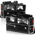 thumbnail image 1 of Spec-D Tuning Black Headlights + Bumper Lights + Corner Lights Compatible with 1988-1993 Chevy C10 Pickup C/K 1500 2500 3500 Silverado Sierra, Left + Right Pair Headlamps Assembly, 1 of 6