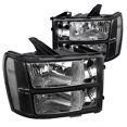 thumbnail image 1 of Spec-D Tuning Black Headlights Clear for 2007-2013 GMC Sierra Pickup Head Light Assembly Left + Right Pair, 1 of 7