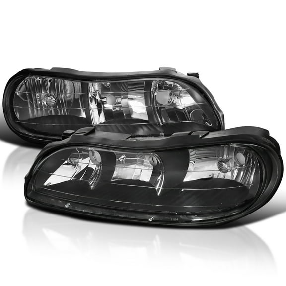 Spec-D Tuning Black Headlights Compatible 1997-2003 with Chevy Malibu, 2004-2005 Classic, 1997-1999 Oldsmobile Cutlass, L+R Pair Head Light Lamp Assembly