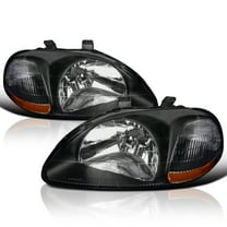 Spec-D Tuning Black Headlights Compatible with 1996-1998 Honda Civic L R Pair Head Lights Lamps Assembly