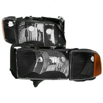 Spec-D Tuning Black Headlights Compatible with 1999-2001 Dodge Ram 1500 / 2500 / 3500 Sport