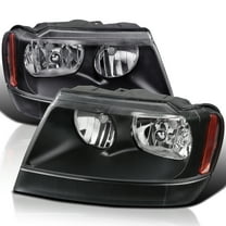 Spec-D Tuning Black Replacement Headlights Compatible with 1999-2004 Jeep Grand Cherokee Left   Right Pair Head Lights Lamps Assembly