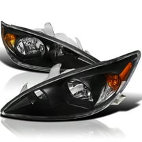Spec-D Tuning Black Headlights Compatible with 2002-2004 Toyota Camry L R Pair Head Light Lamp Assembly