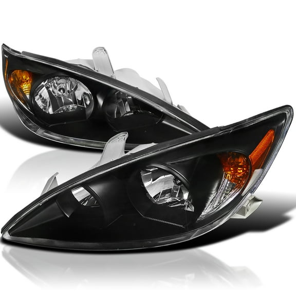 Spec-D Tuning Black Headlights Compatible with 2002-2004 Toyota Camry L+R Pair Head Light Lamp Assembly