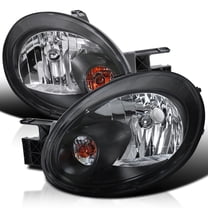 Spec-D Tuning Black Headlights Compatible with 2003-2005 Dodge Neon L R Pair Head Light Lamp Assembly
