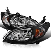 مصابيح أمامية سوداء من نوع SPEC-D متوافقة مع 2004-2005 Honda Civic 2Dr Coupe / 4Dr Sedan L + R زوج مصباح إضاءة الرأس   