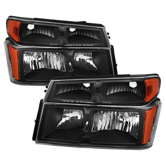 Spec-D Tuning Black Headlights Compatible with 2004-2012 Chevy Colorado, GMC Canyon, 2006-2008 ISUZU I-Series Left + Right Assembly
