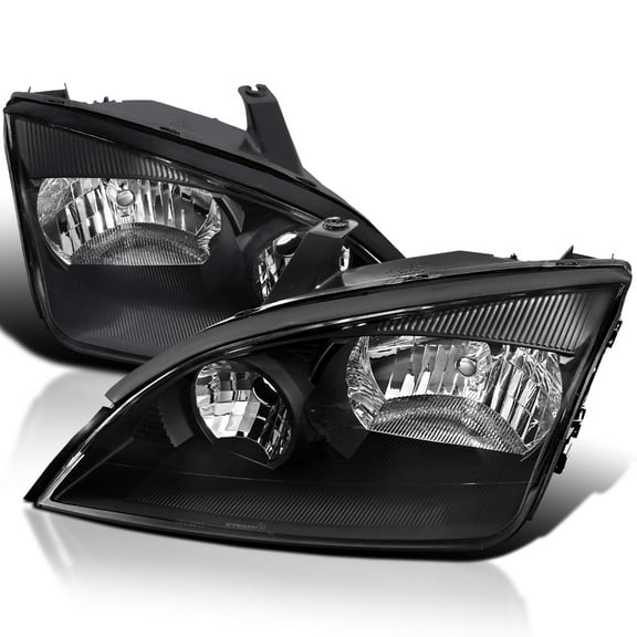 Spec-D Tuning Black Headlights Compatible with 2005-2007 Ford Focus L+R Pair Head Light Lamp Assembly