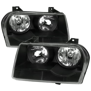 Spec-D Tuning Black Headlights Compatible with 2005-2010 Chrysler 300, Left + Right Pair Headlamp Assembly