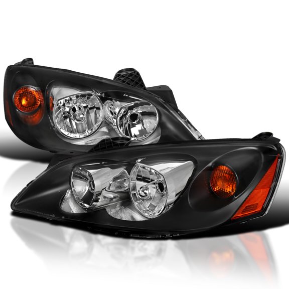 Spec-D Tuning Black Headlights Compatible with 2005-2010 Pontiac G6 L+R Pair Head Light Lamp Assembly