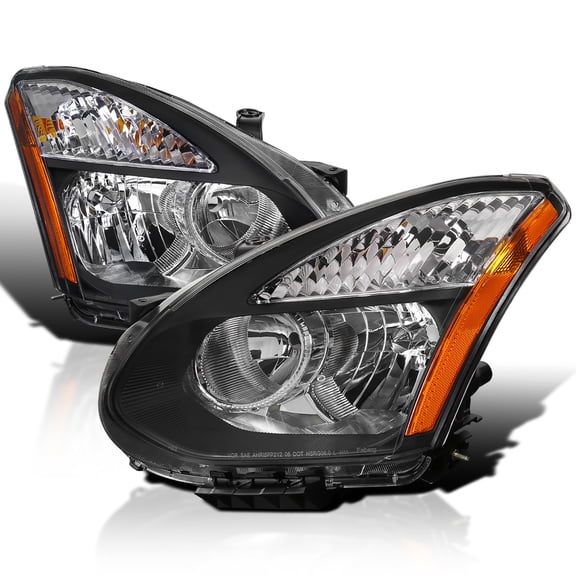 Spec-D Tuning Black Headlights Compatible with 2008-2013 Nissan Rogue L+R Pair Head Light Lamp Assembly