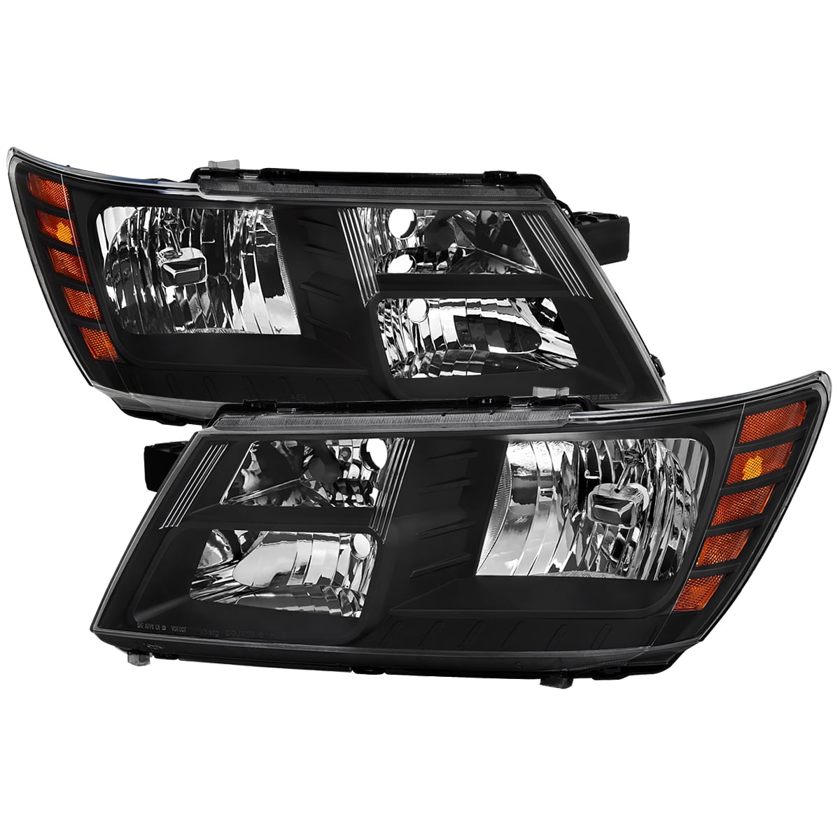 Spec-D Tuning Black Headlights Compatible with 2009-2020 Dodge Journey, Left + Right Pair Headlamps Assembly