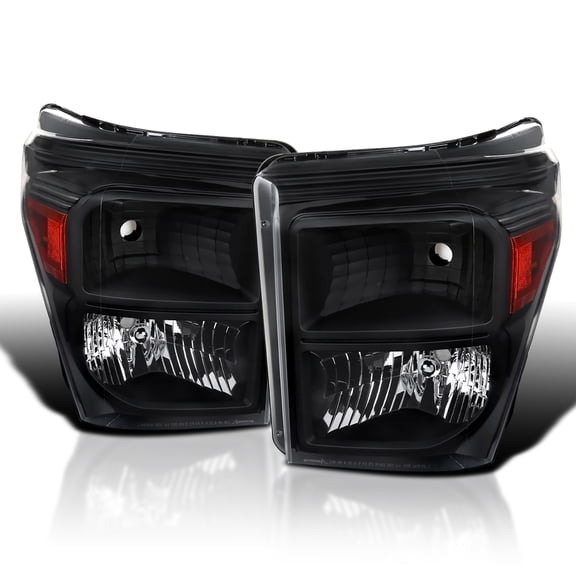 Spec-D Tuning Black Headlights Compatible with 2011-2016 Ford F250 F350 F450 F550 Super Duty L+R Pair Head Light Lamp Assembly