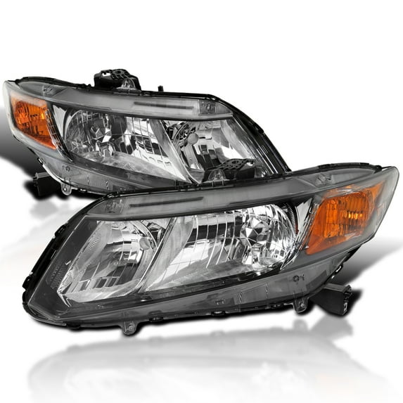Spec-D Tuning Black Headlights Compatible with 2012-2015 Honda Civic Sedan, 2012-2013 Civic Coupe L+R Pair Head Light Lamp Assembly