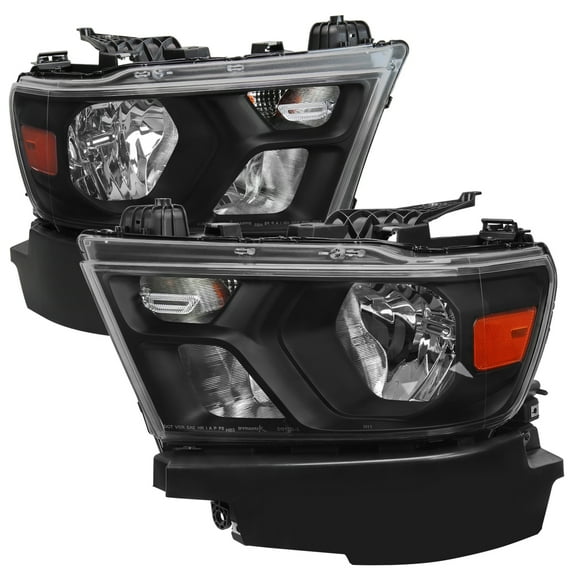 Spec-D Tuning Black Headlights Compatible with 2019-2024 Ram 1500, Left + Right Pair Headlamp Assembly