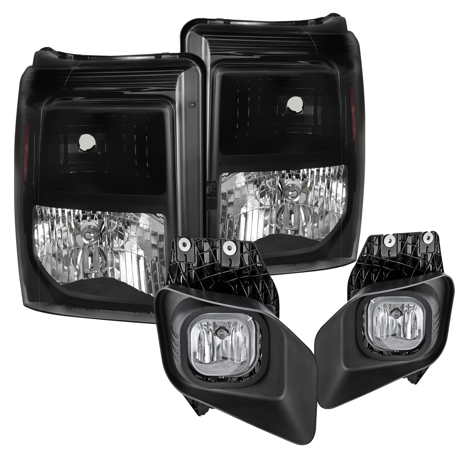 Black LED Tube Headlights For 2011-2016 Ford F250 F350 F450 – Pair Left/Right - View #2