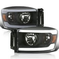 thumbnail image 1 of Spec-D Tuning Black Headlights w/ LED Bar Compatible with 2006-2008 Dodge Ram 1500 / 2500 / 3500, 2007-2009 Dodge Ram 2500 / 3500, Left + Right Pair Headlamps Assembly, 1 of 6