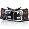 thumbnail image 1 of Spec-D Tuning Black Headlights w/ LED Light Bar Compatible with 2007-2013 Chevy Silverado 1500, 2007-2014 Silverado 2500HD 3500HD, Left + Right Pair Headlamp Assembly, 1 of 6