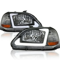 Spec-D Tuning Black Headlights w/ LED Tube Bar Compatible with 1996-1998 Honda Civic 2/4Dr