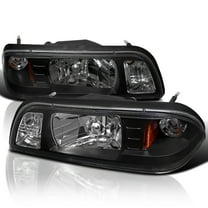 Spec-D Tuning Black Housing Clear Lens 1PC Headlights   Corner Lights Compatible with 1987-1993 Ford Mustang L R Pair Head Light Lamp Assembly