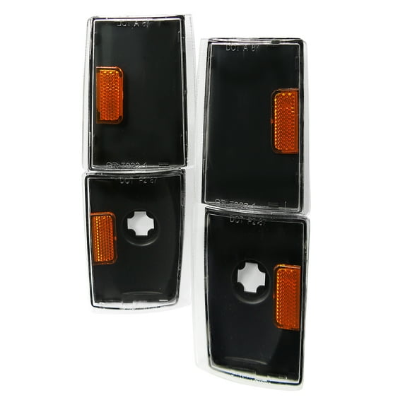 Spec-D Tuning Black Housing Clear Lens 4PC Corner Lights Compatible with 1988-1993 GMC C/K 1500 2500 3500, Sierra Suburban Yukon, L+R Pair Assembly