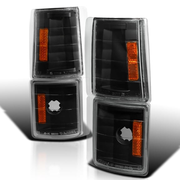 Spec-D Tuning Black Housing Clear Lens 4PC Corner Lights Compatible with 1994-1998 Chevy C10 Pickup Truck L+R Pair Assembly