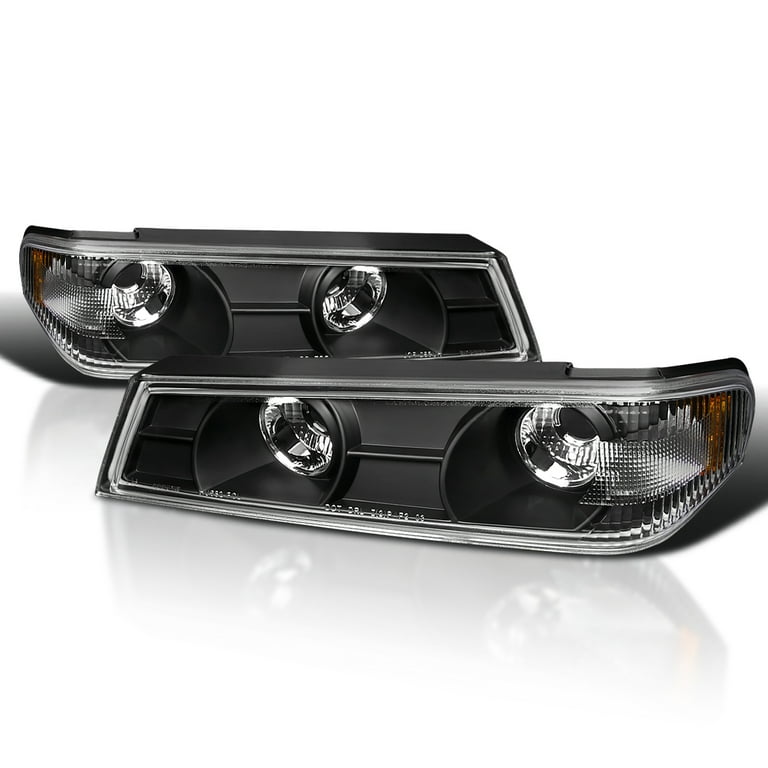 AUTOZENSATION Compatible with 2004-2012 Chevy Colorado GMC Canyon Black  Housing Clear Lens LED Halo Projector Headlights + Bumper Lights L + R Pair