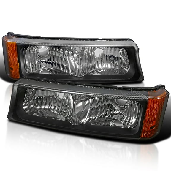Spec-D Tuning Black Housing Clear Lens Bumper Lights Compatible with 2003-2006 Chevy Silverado Avalanche L+R Pair Assembly