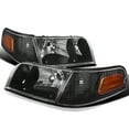 thumbnail image 1 of Spec-D Tuning Black Housing Clear Lens Headlights + Corner Lights Compatible with 1998-2011 Ford Crown Victoria L+R Pair Head Light Lamp Assembly, 1 of 6