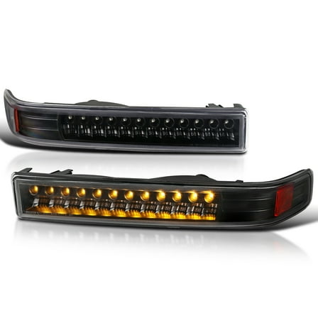 Spec-D Tuning Black Housing Clear Lens LED Bumper Lights Compatible with 1998-2004 Chevy S10 Blazer GMC Sonoma L+R Pair Assembly