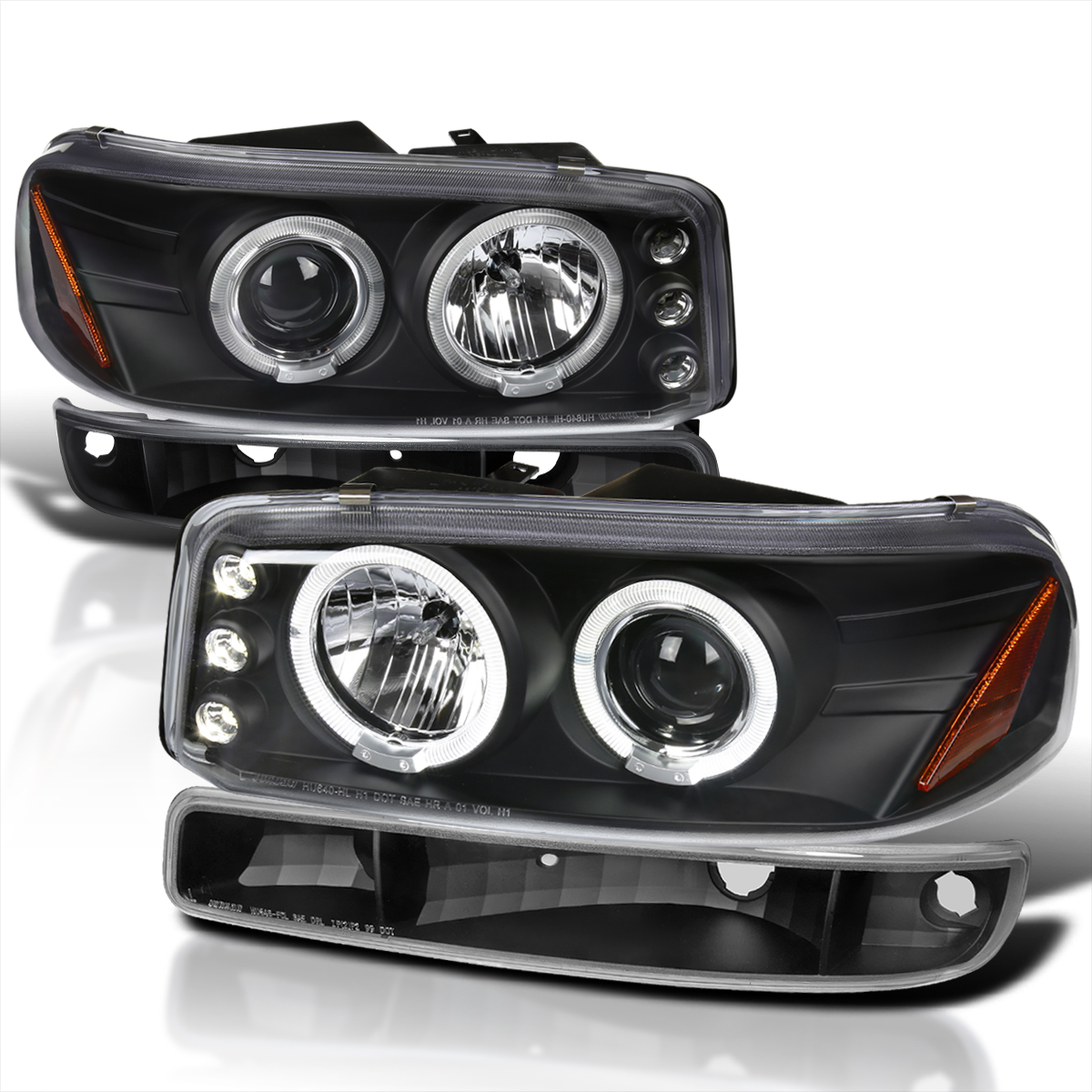 SpecD Tuning Black Housing Clear Lens LED Halo Projector Headlights
