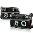 thumbnail image 1 of Spec-D Tuning Black Housing Clear Lens LED Halo Projector Headlights + Bumper Lights Compatible with 2004-2012 Chevy Colorado, 2004-2012 GMC Canyon, Left + Right Pair Headlamps Assembly, 1 of 7