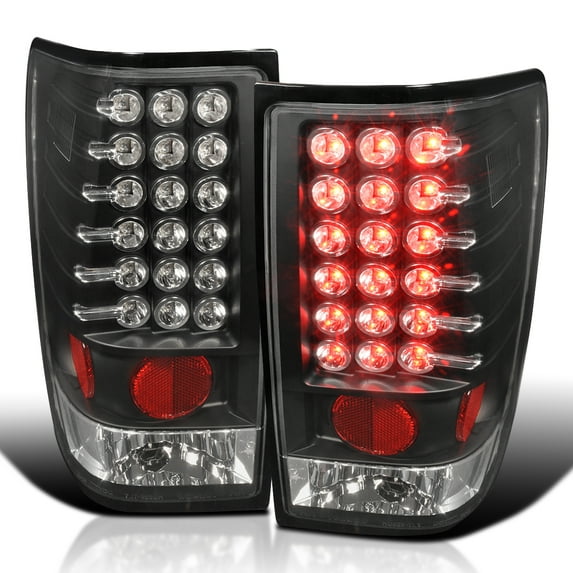 Spec-D Tuning Black Housing Clear Lens LED Tail Lights Compatible with 2004-2015 Nissan Titan Without Utility Bed, Left + Right Pair Assembly