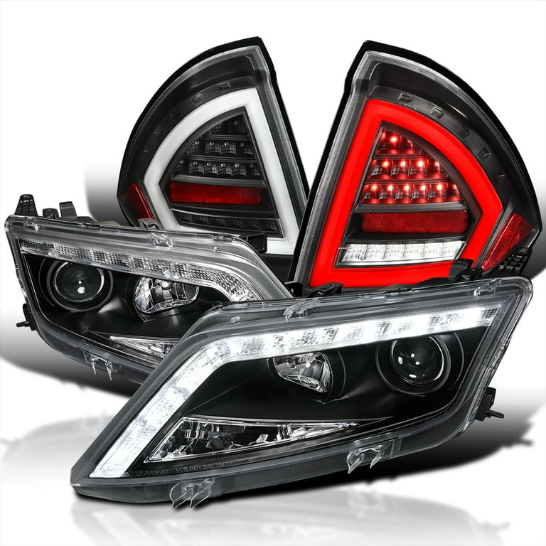 Spec D Tuning Black Housing Clear Lens Projector Headlights w LED