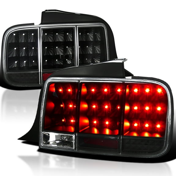 Spec-D Tuning Black Housing Clear Lens Sequential LED Tail Lights Compatible with 2005-2009 Ford Mustang, Left + Right Pair Assembly