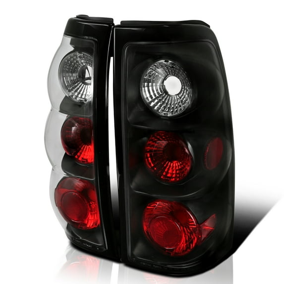 Spec-D Tuning Black Housing Clear Lens Tail Lights Compatible with 1999-2002 Chevy Silverado 1500/1500HD/2500/2500HD/3500 Sierra Models, Left + Right Pair Assembly
