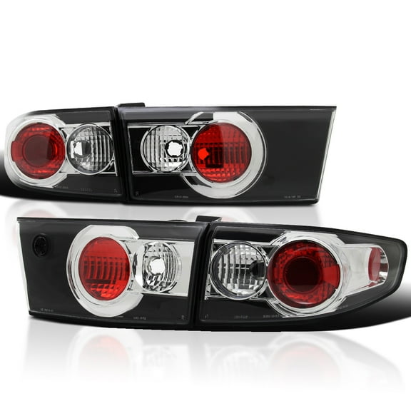 Spec-D Tuning Black Housing Clear Lens Tail Lights Compatible with 2003-2005 Honda Accord 4Dr Sedan, Left + Right Pair Assembly