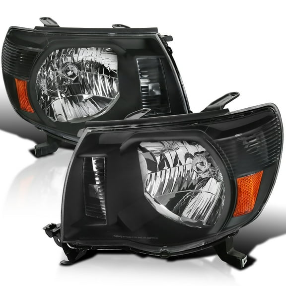 Spec-D Tuning Black Housing Headlights Compatible with 2005-2011 Toyota Tacoma L+R Pair Head Light Lamp Assembly