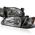 thumbnail image 1 of Spec-D Tuning Black Housing Headlights + Corner Lights Compatible with 1998-2000 Toyota Corolla L+R Pair Head Lights Lamps Assembly, 1 of 6